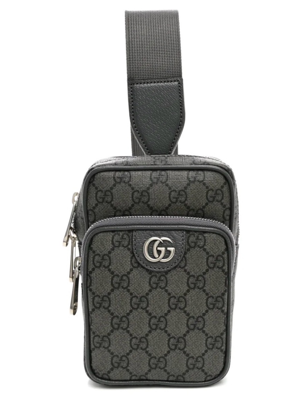 Gucci Gray GG Supreme Belt Bag with Silver Double G